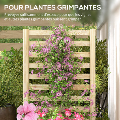 Square Wooden Garden Planter with Trellis 115 x 60 x 110 cm Natural Wood Effect