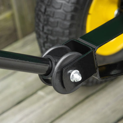Tipping Garden Cart Capacity 125 L Load 200 kg Transport Trolley Beach Cart with Steel Frame and 4 Pneumatic Wheels in Dark Green