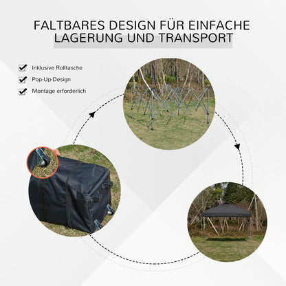 Pavilion approx. 3x3m, Waterproof Stable Winterproof Pop-up Folding Pavilion, UV Protection, Foldable Party Tent, Garden Tent with Bag, Garden Pavilion for Camping Garden, Black