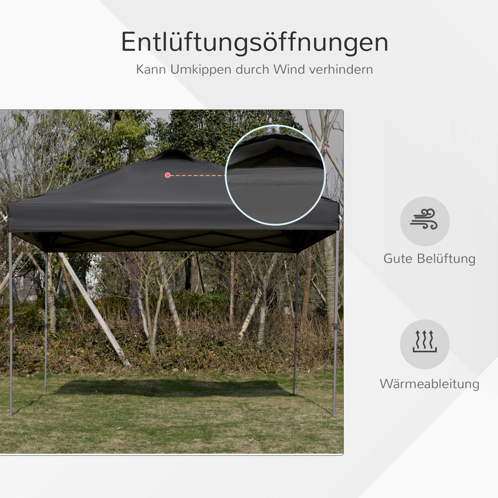 Pavilion approx. 3x3m, Waterproof Stable Winterproof Pop-up Folding Pavilion, UV Protection, Foldable Party Tent, Garden Tent with Bag, Garden Pavilion for Camping Garden, Black