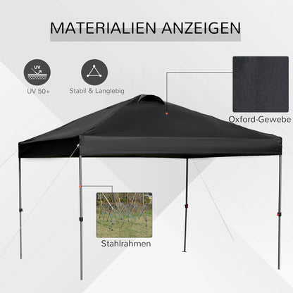 Pavilion approx. 3x3m, Waterproof Stable Winterproof Pop-up Folding Pavilion, UV Protection, Foldable Party Tent, Garden Tent with Bag, Garden Pavilion for Camping Garden, Black