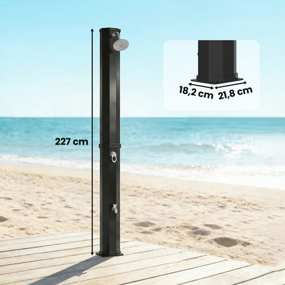 60L Solar Garden Shower with Swivel Rain Head, Adjustable Temperature (Up to 60°C / 140°F), No Power Required