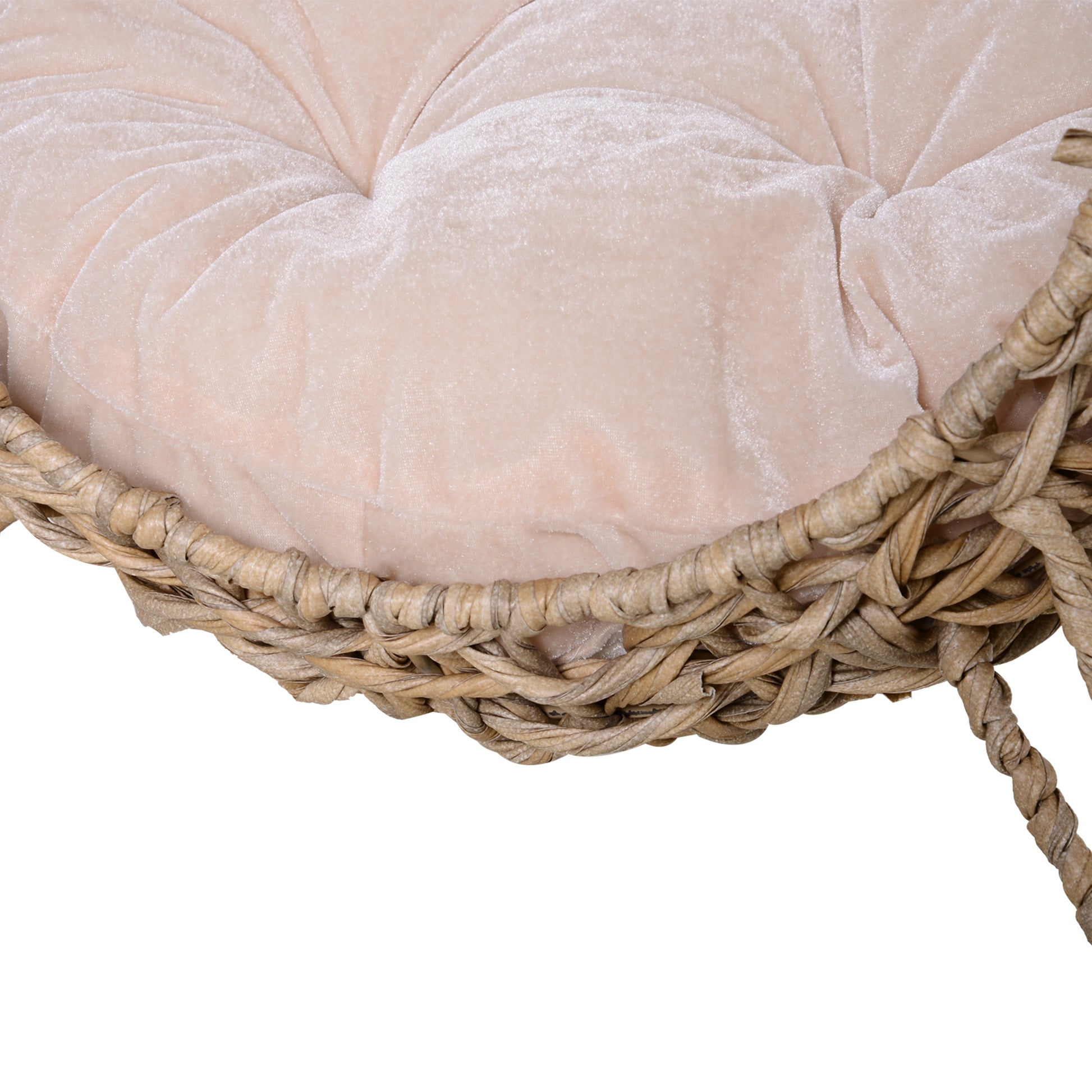 Cat House made of Rattan with Cushion Cat Sleeping Place Cat Cave with Elevated Feet Natural Ø52 x 58 cm