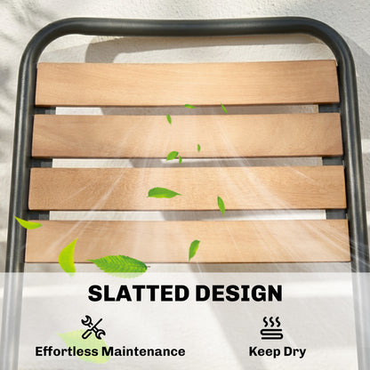 2-Pack Weatherproof Garden Chairs — Steel Frame & Eucalyptus Wood, Stackable, 352 lb Capacity, Natural Wood
