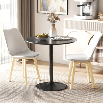 Round Dining Table 31.5" Ø x 29.5" H – 2-Person Kitchen Table with Powder-Coated Steel Pedestal and Anti-Slip Feet, Modern Small Dining Table, Black