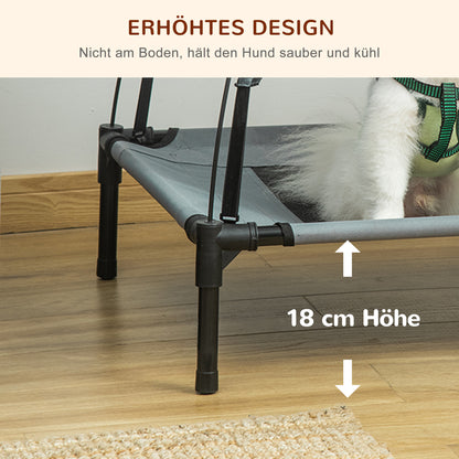 Elevated Dog Bed with Canopy, Pet Bed, Outdoor Dog Bed with Roof, Breathable, Taft Fabric for Camping Gray 76 x 61 x 73 cm