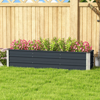 Steel Raised Garden Bed Planter Flower Box Flower Pot with Gloves Grey 183 x 47 x 40 cm