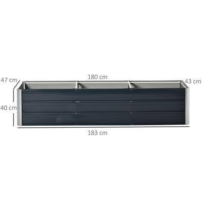 Steel Raised Garden Bed Planter Flower Box Flower Pot with Gloves Grey 183 x 47 x 40 cm