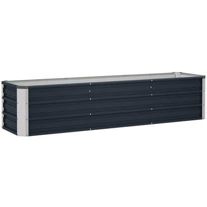 Steel Raised Garden Bed Planter Flower Box Flower Pot with Gloves Grey 183 x 47 x 40 cm