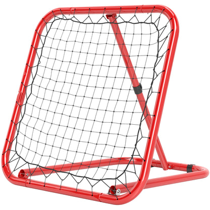 Soccer Rebounder, rebound wall with pegs, adjustable in 5 stages, portable, kickback goal, adjustable soccer goal for teens, rebound wall for baseball training 78x84x78cm, Red