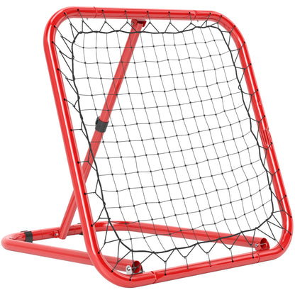 Soccer Rebounder, rebound wall with pegs, adjustable in 5 stages, portable, kickback goal, adjustable soccer goal for teens, rebound wall for baseball training 78x84x78cm, Red