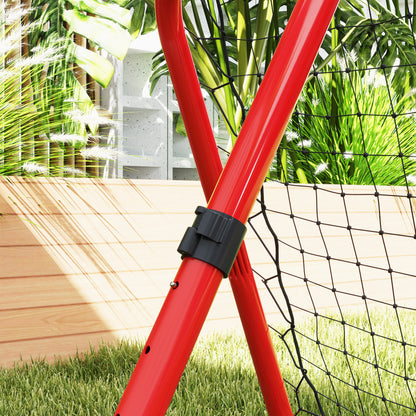 Soccer Rebounder, rebound wall with pegs, adjustable in 5 stages, portable, kickback goal, adjustable soccer goal for teens, rebound wall for baseball training 78x84x78cm, Red