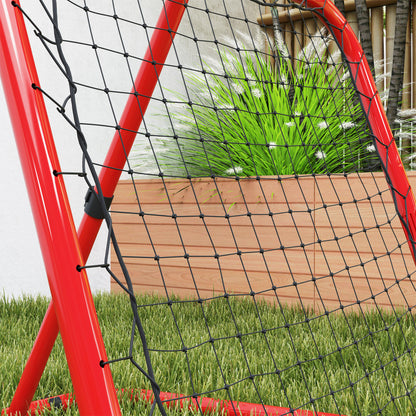 Soccer Rebounder, rebound wall with pegs, adjustable in 5 stages, portable, kickback goal, adjustable soccer goal for teens, rebound wall for baseball training 78x84x78cm, Red