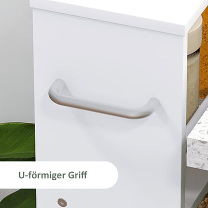 Serving Trolley with 4 Levels Kitchen Trolley with Wheels Handles Utility Cart with Brakes Slim Kitchen Shelf Kitchen Trolley for Kitchen Office Bathroom, White