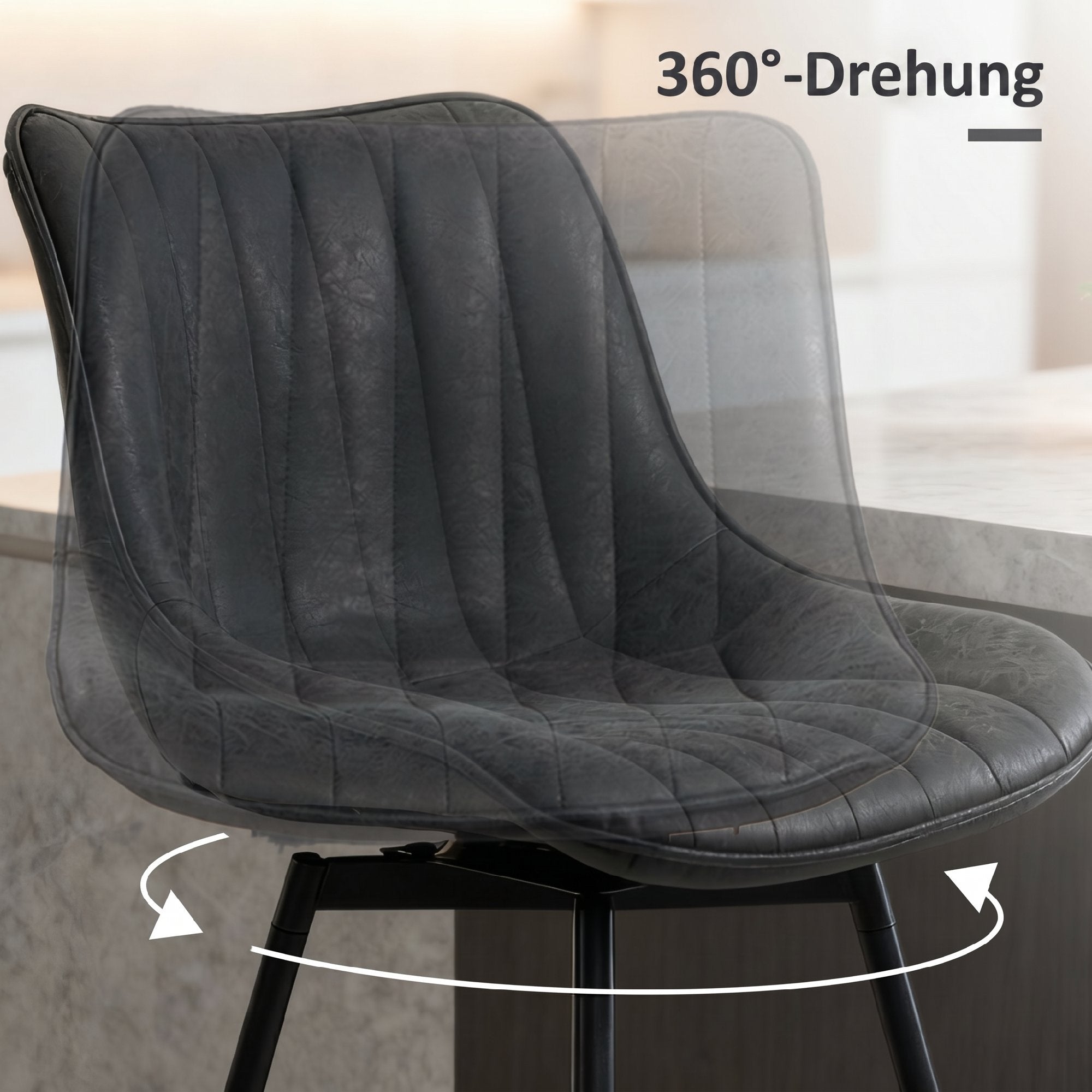 2-Pack Bar Stools, 26.8 in Swivel Counter Stools with Backrest, Padded PU Leather, Footrest & Steel Legs for Kitchen Island and Dining – Black