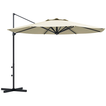Garden Parasol Ø294x242 cm Terrace Umbrella with Adjustable Height 360° Rotating Post Adjustable Roof Angle and Top Ventilation for Patio Pool Cream