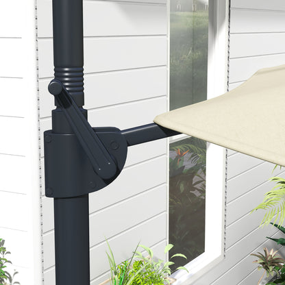 Garden Parasol Ø294x242 cm Terrace Umbrella with Adjustable Height 360° Rotating Post Adjustable Roof Angle and Top Ventilation for Patio Pool Cream