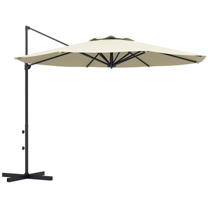 Garden Parasol Ø294x242 cm Terrace Umbrella with Adjustable Height 360° Rotating Post Adjustable Roof Angle and Top Ventilation for Patio Pool Cream