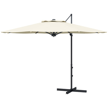 Garden Parasol Ø294x242 cm Terrace Umbrella with Adjustable Height 360° Rotating Post Adjustable Roof Angle and Top Ventilation for Patio Pool Cream