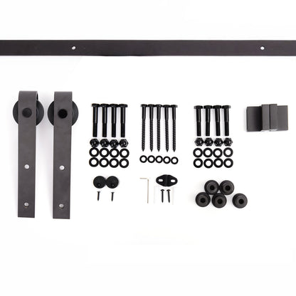 200 cm Sliding Door Hardware Kit for Wooden Door Accessories Rail Guide with Screws Max Load 90 kg Carbon Steel Brown