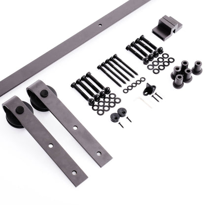 200 cm Sliding Door Hardware Kit for Wooden Door Accessories Rail Guide with Screws Max Load 90 kg Carbon Steel Brown