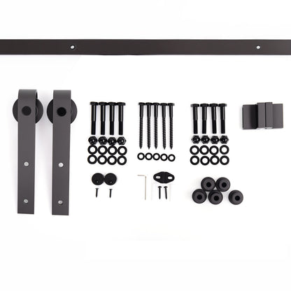 200 cm Sliding Door Hardware Kit for Wooden Door Accessories Rail Guide with Screws Max Load 90 kg Carbon Steel Brown