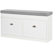 Shoe Bench Shoe Storage Bench for 8 Pairs of Shoes with 2 Drawers Adjustable Shelves and Padded Cushion for Entryway Hallway 104x24x55 cm White