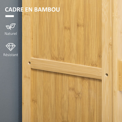 Bamboo Storage Cabinet with 4 Levels and Slatted Door Design for Bathroom Bedroom Living Room 40 x 30 x 140 cm