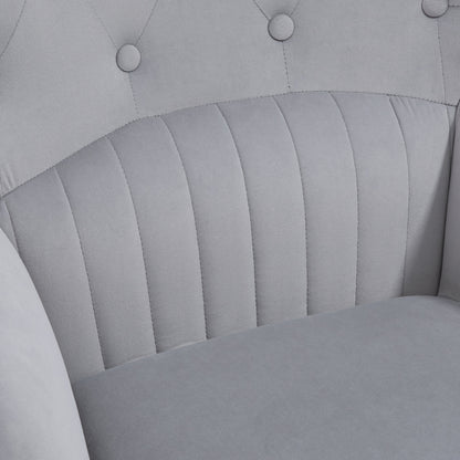 Single Armchair Bedroom Armchair Living Room Armchair Upholstered in Velvet with High Back Armrests and Steel Legs Modern Style 68x72x103 cm Gray