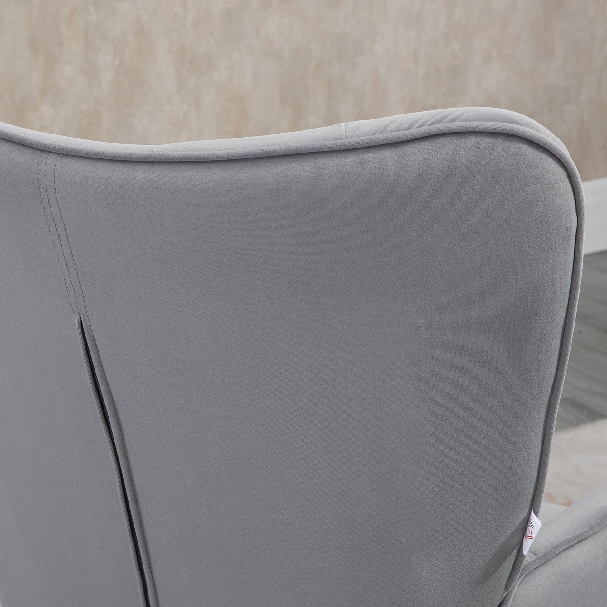Single Armchair Bedroom Armchair Living Room Armchair Upholstered in Velvet with High Back Armrests and Steel Legs Modern Style 68x72x103 cm Gray