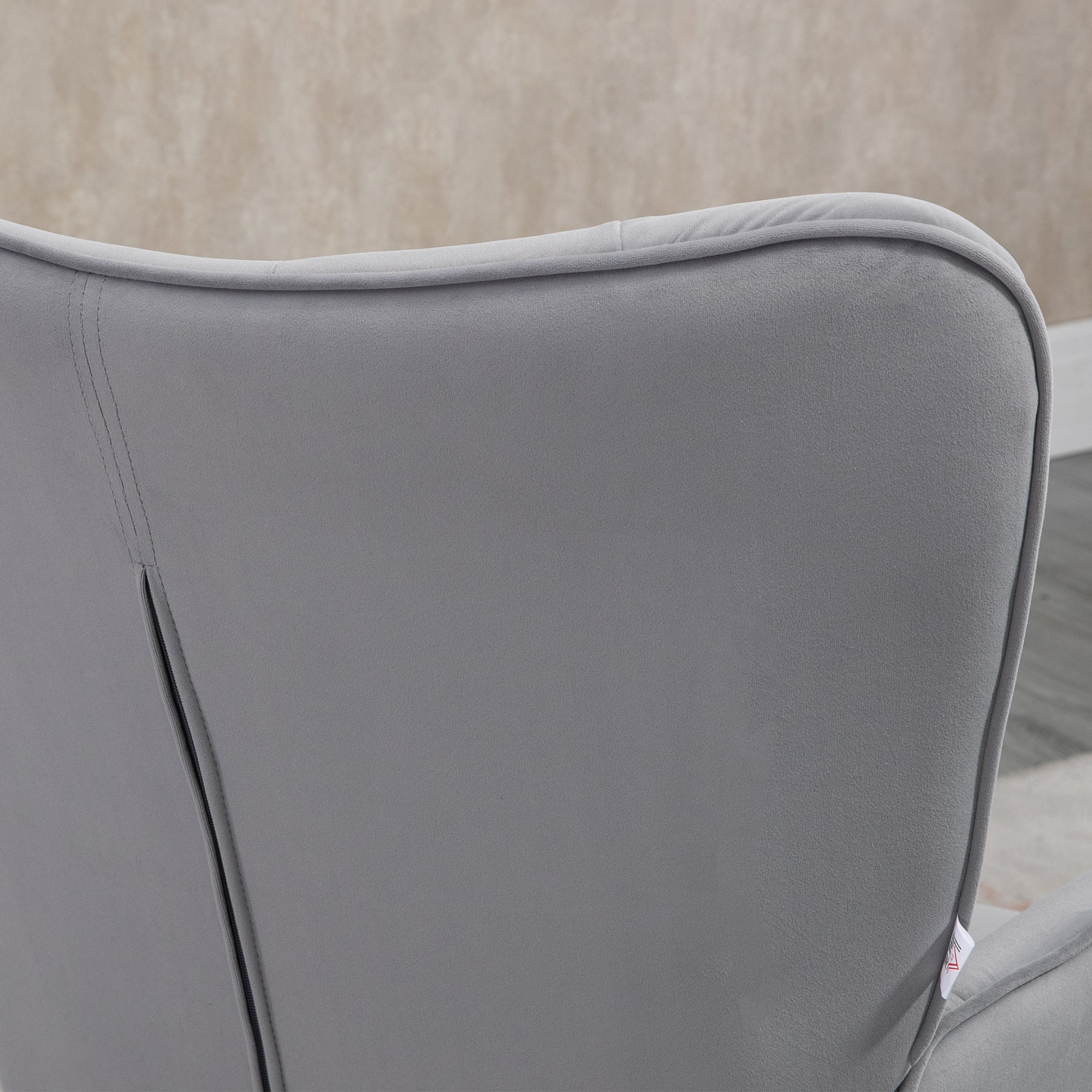 Single Armchair Bedroom Armchair Living Room Armchair Upholstered in Velvet with High Back Armrests and Steel Legs Modern Style 68x72x103 cm Gray