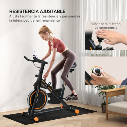 Exercise Bike Stationary Bike with 8 kg Flywheel Adjustable Resistance LCD Monitor Quiet Exercise and Adjustable Seat Load 120 kg for Home Gym Black and Orange