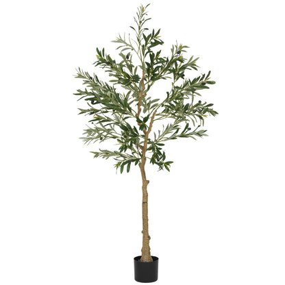 150 cm Artificial Olive Plant with Pot and Decorative Leaves for Indoor Green