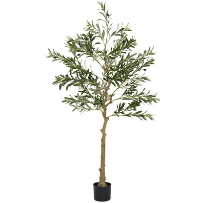 150 cm Artificial Olive Plant with Pot and Decorative Leaves for Indoor Green
