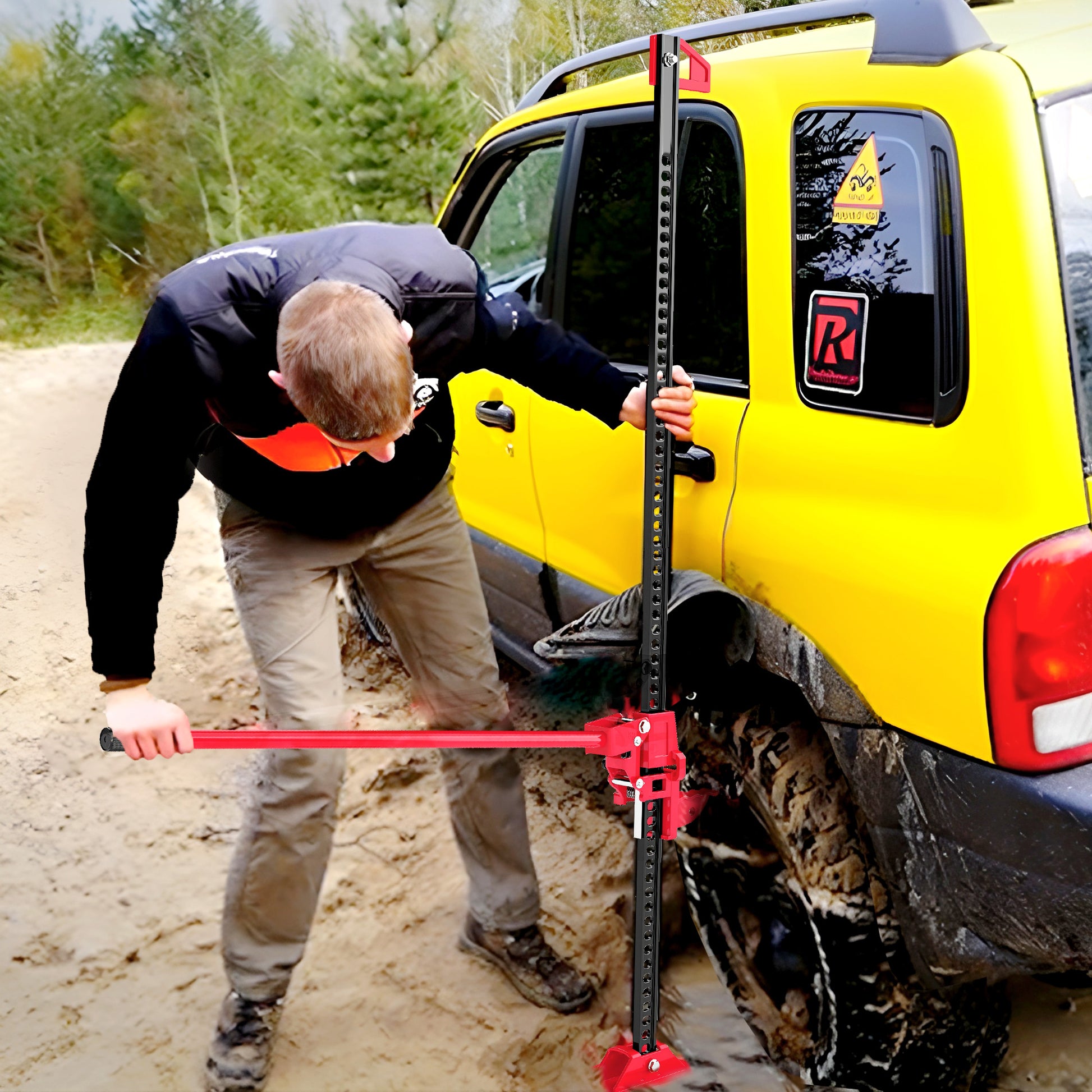 All-terrain farm jack for ATV 4x4, jack for vehicle with max load of 3000 kg, lifting height 11-135 cm, for car truck SUV, red