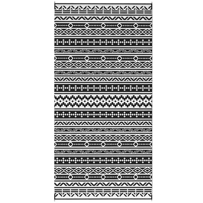 Outdoor Carpet Robust Weatherproof Outdoor Carpet, Foldable Carpet with Boho Style, Outdoor Carpet for Living Room Balcony Garden Terrace Bathroom Hallway Kitchen, 548 x 274 cm Black+White