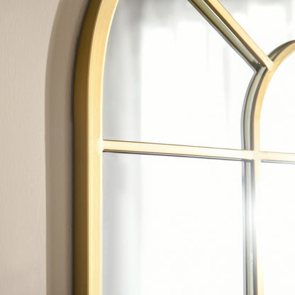 Wall Mirror 70 x 50 cm Window Mirror with Metal Frame Decorative Hanging Mirror for Bedroom Living Room, Gold