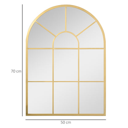 Wall Mirror 70 x 50 cm Window Mirror with Metal Frame Decorative Hanging Mirror for Bedroom Living Room, Gold