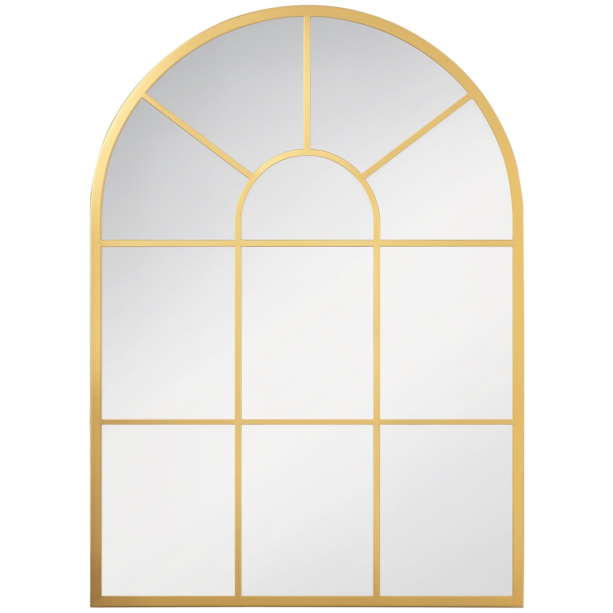 Wall Mirror 70 x 50 cm Window Mirror with Metal Frame Decorative Hanging Mirror for Bedroom Living Room, Gold