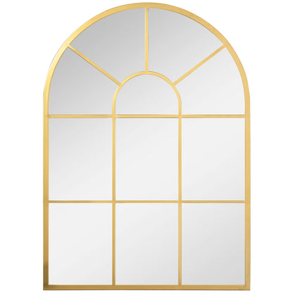 Wall Mirror 70 x 50 cm Window Mirror with Metal Frame Decorative Hanging Mirror for Bedroom Living Room, Gold