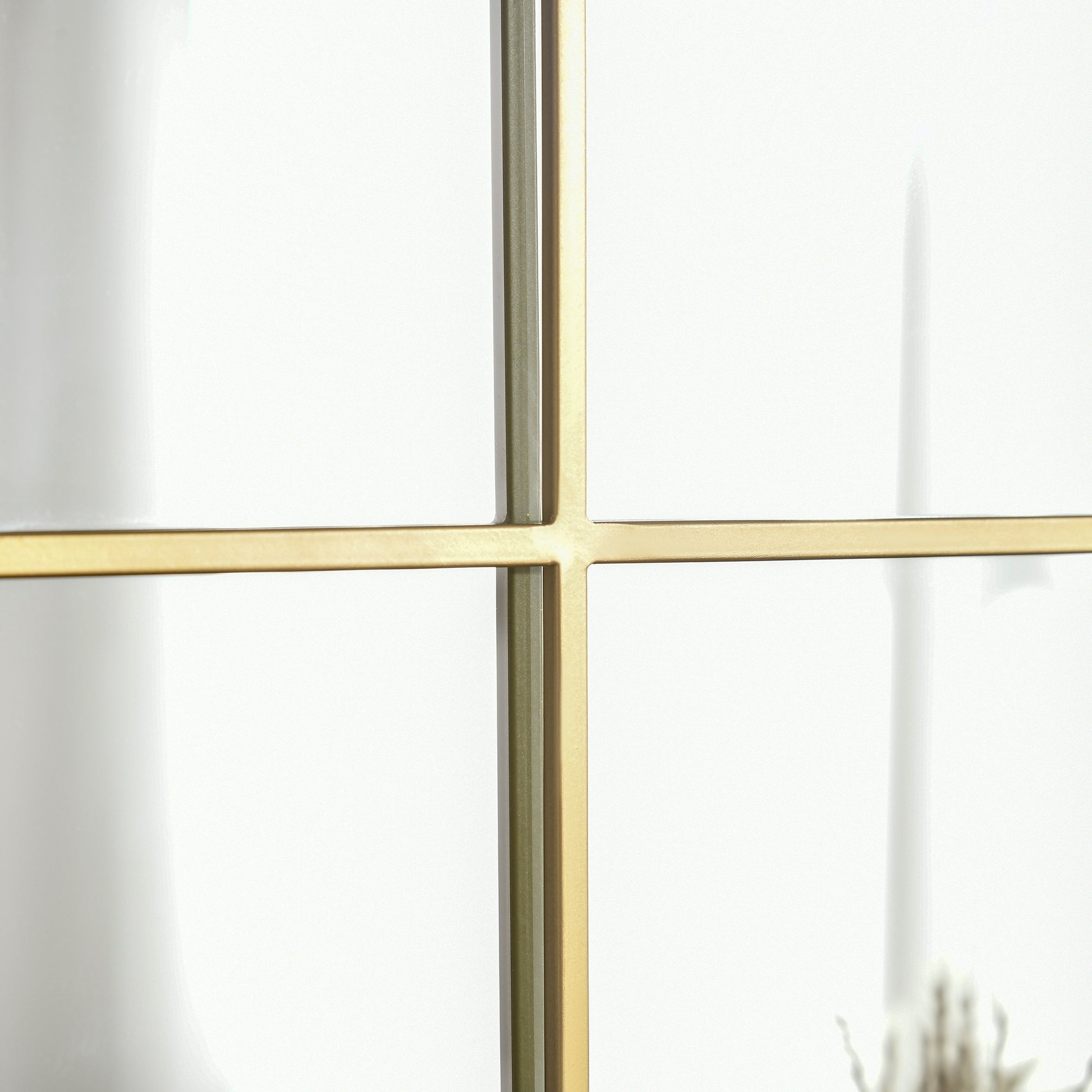 Wall Mirror 70 x 50 cm Window Mirror with Metal Frame Decorative Hanging Mirror for Bedroom Living Room, Gold