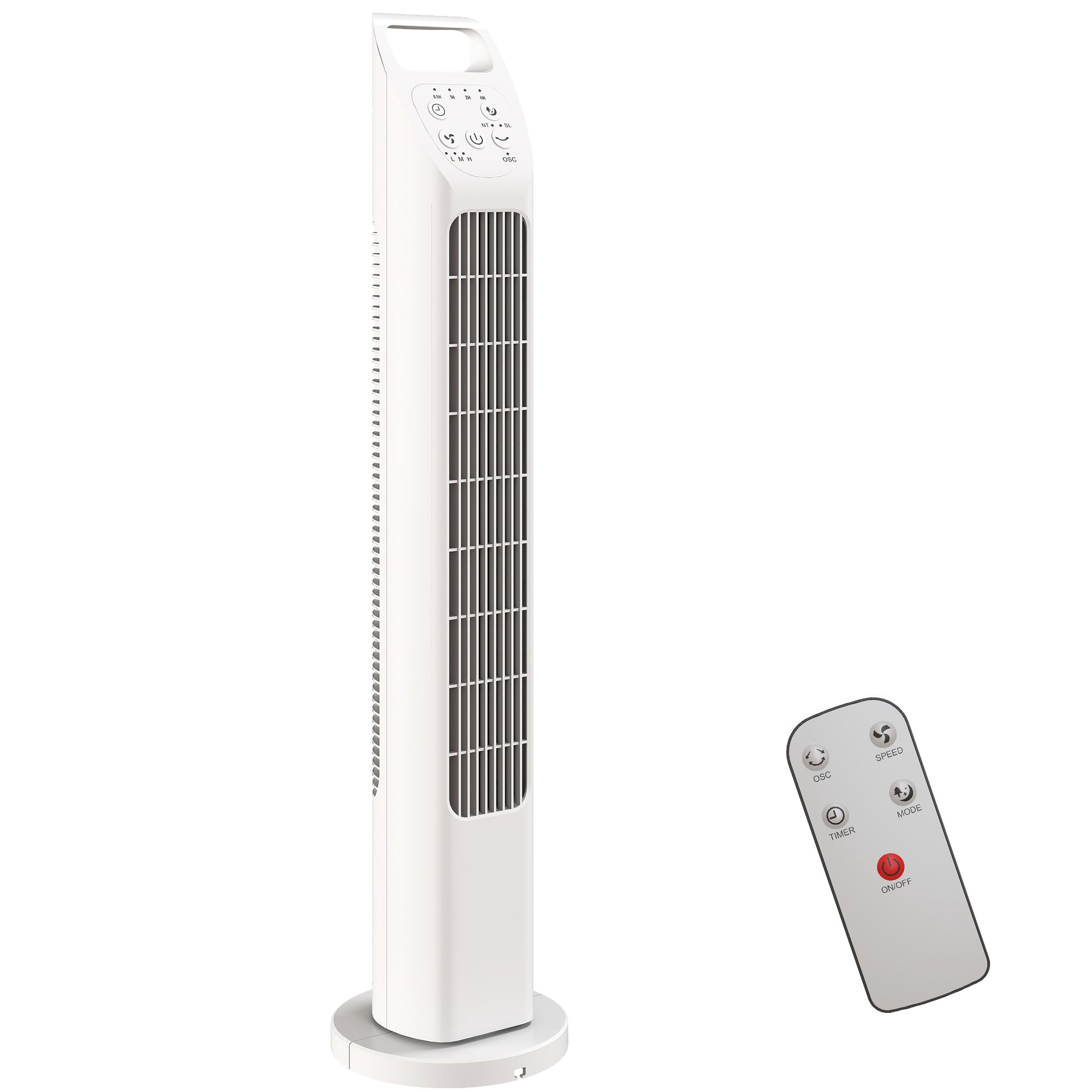 Tower Fan with Remote, 75° Oscillation, 3 Speeds, 3 Modes, 7.5-Hour Timer, Quiet Bladeless Fan for Bedroom & Office, White