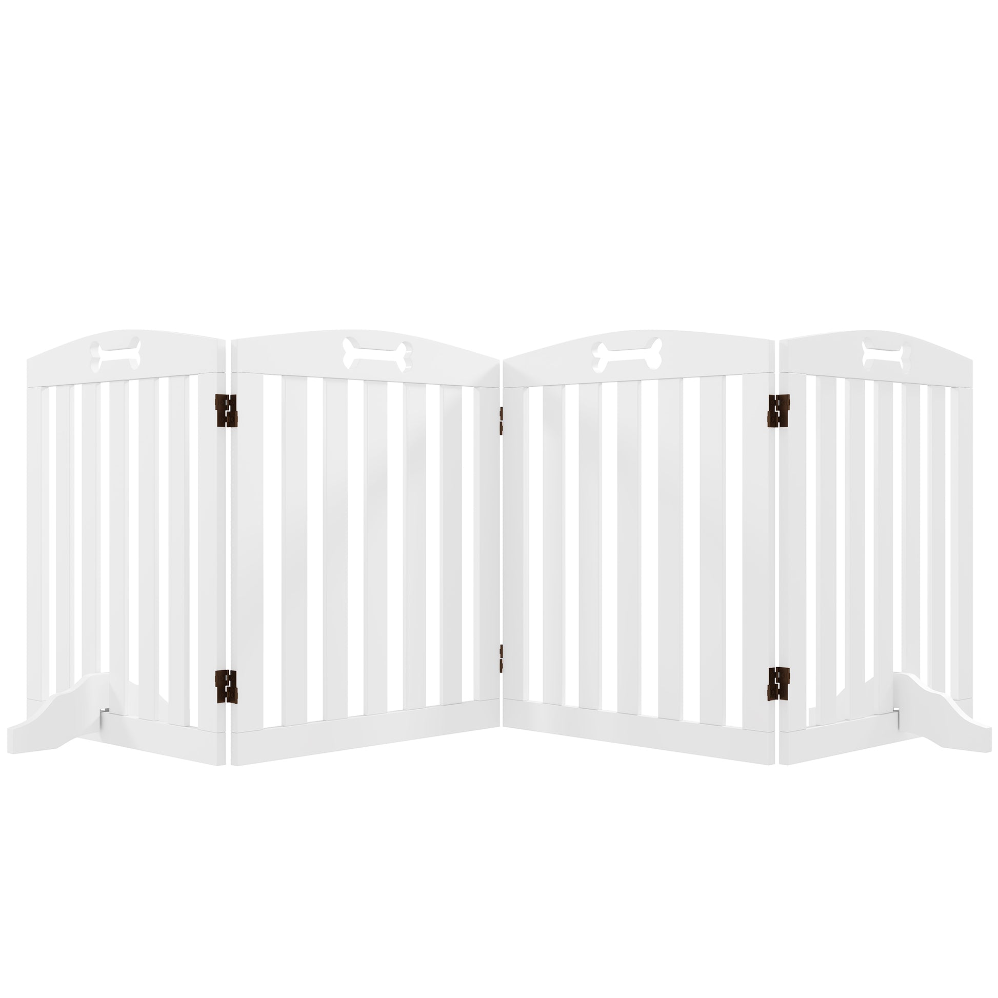 Dog Barrier, 4-panel, 207.5 x 61 cm Folding Door Guard with 2 Support Feet, Freestanding Dog Barrier, Stair Gate for Medium Dogs, for Hallway, Stairs, White