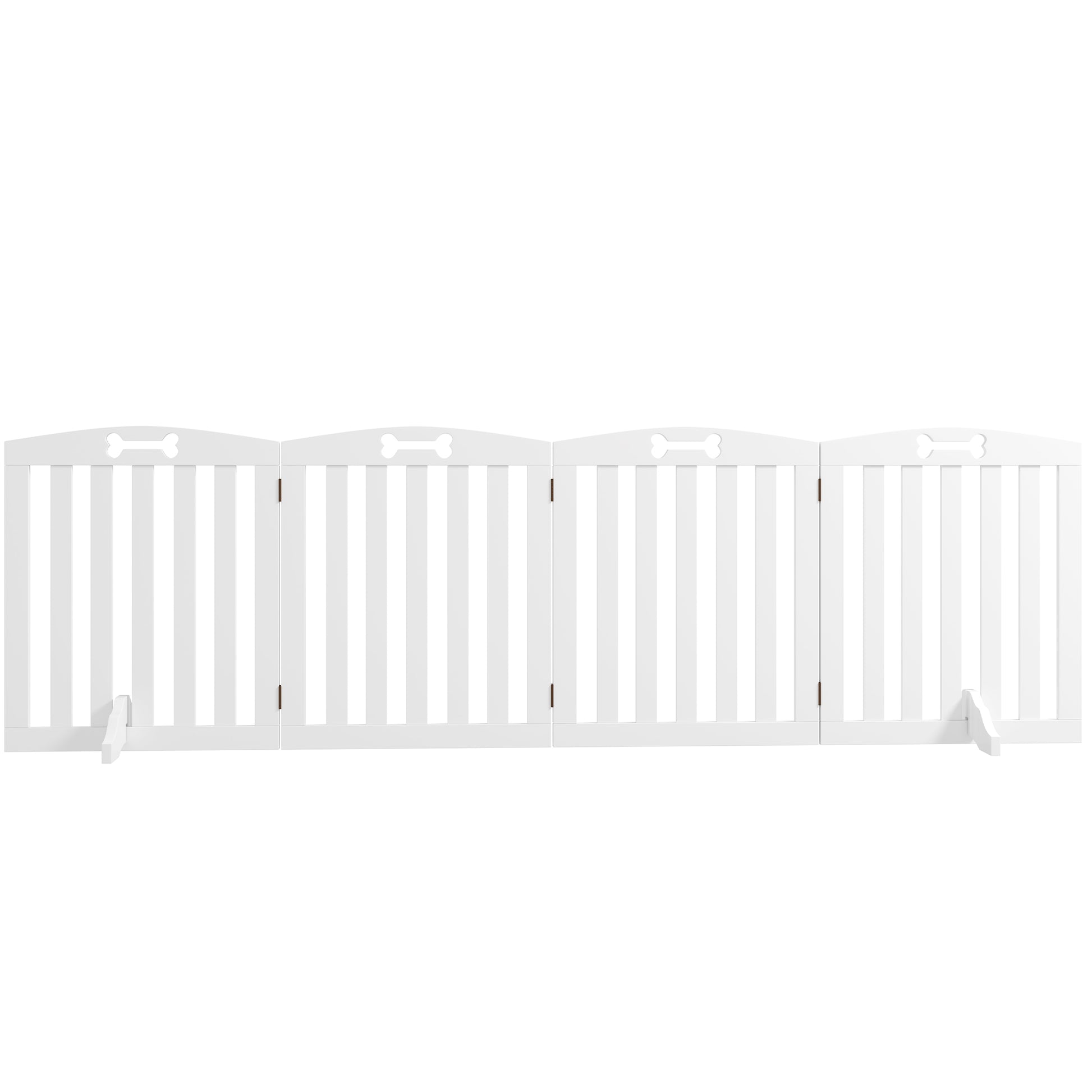 Dog Barrier, 4-panel, 207.5 x 61 cm Folding Door Guard with 2 Support Feet, Freestanding Dog Barrier, Stair Gate for Medium Dogs, for Hallway, Stairs, White