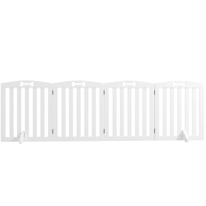 Dog Barrier, 4-panel, 207.5 x 61 cm Folding Door Guard with 2 Support Feet, Freestanding Dog Barrier, Stair Gate for Medium Dogs, for Hallway, Stairs, White