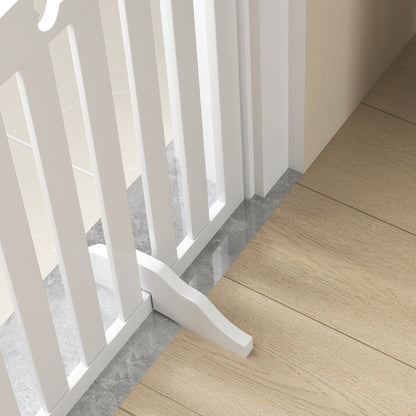 Dog Barrier, 4-panel, 207.5 x 61 cm Folding Door Guard with 2 Support Feet, Freestanding Dog Barrier, Stair Gate for Medium Dogs, for Hallway, Stairs, White