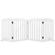 Dog Barrier, 4-panel, 207.5 x 61 cm Folding Door Guard with 2 Support Feet, Freestanding Dog Barrier, Stair Gate for Medium Dogs, for Hallway, Stairs, White