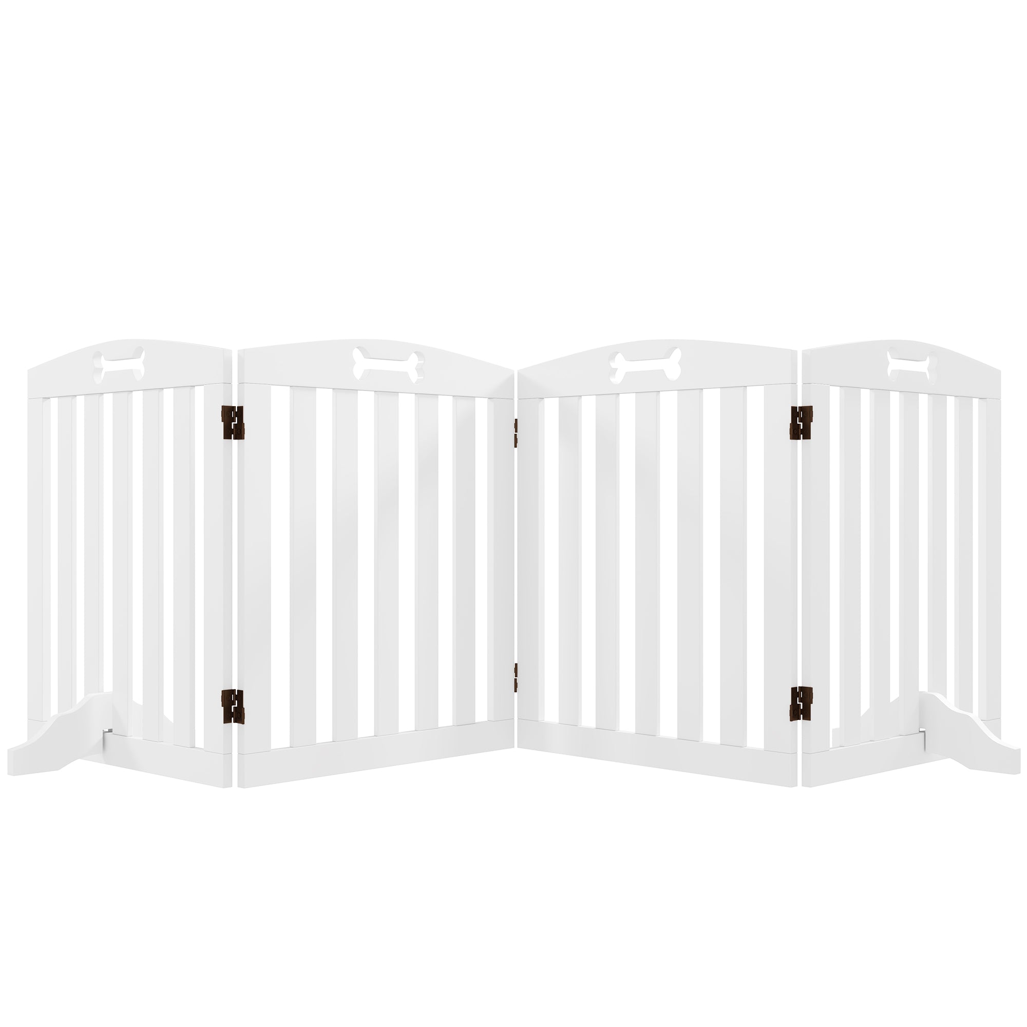 Dog Barrier, 4-panel, 207.5 x 61 cm Folding Door Guard with 2 Support Feet, Freestanding Dog Barrier, Stair Gate for Medium Dogs, for Hallway, Stairs, White