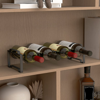 Wine Rack Bottle Rack for 16 Wine Bottles, Bottle Holder Storage Rack made of Metal, Wine Bottle Rack for Kitchen, Dining Room Black