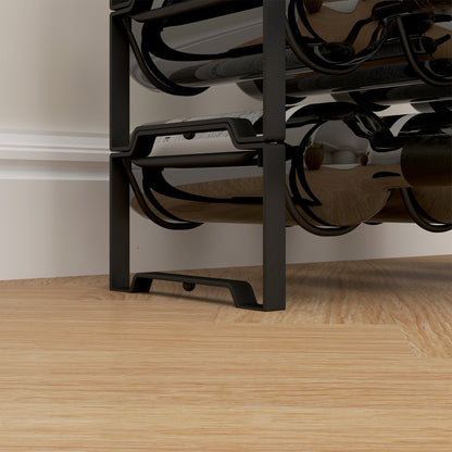 Wine Rack Bottle Rack for 16 Wine Bottles, Bottle Holder Storage Rack made of Metal, Wine Bottle Rack for Kitchen, Dining Room Black